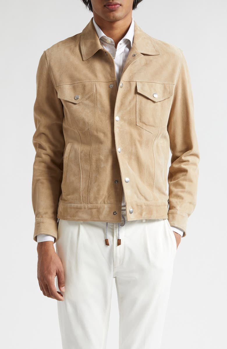 Eleventy Suede Trucker Jacket, Main, color,