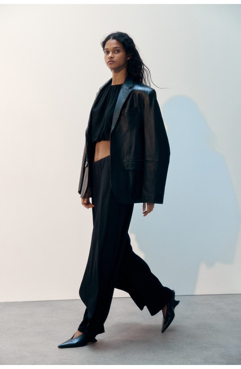 H&M Wide Jersey Trousers, Alternate, color, Black