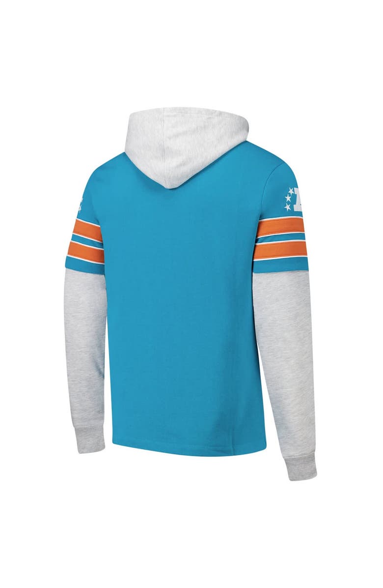 '47 Men's '47 Aqua Miami Dolphins  Throwback Double Header Blitz Cornerback Pullover Hoodie, Alternate, color, Aqua