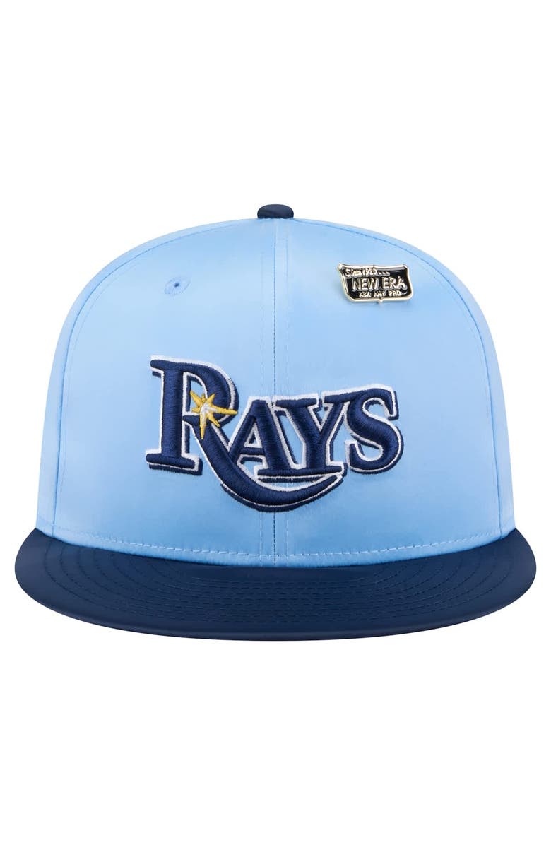 New Era Men's New Era Light Blue/Navy Tampa Bay Rays Satin 59FIFTY Fitted Hat, Alternate, color, 