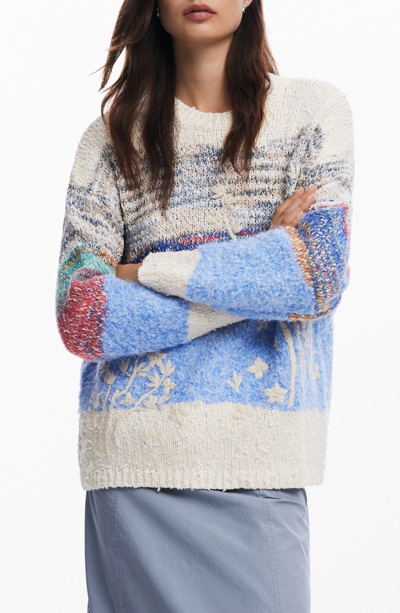 Desigual Gran Sudbury Embroidered Crewneck Sweater, Main, color,