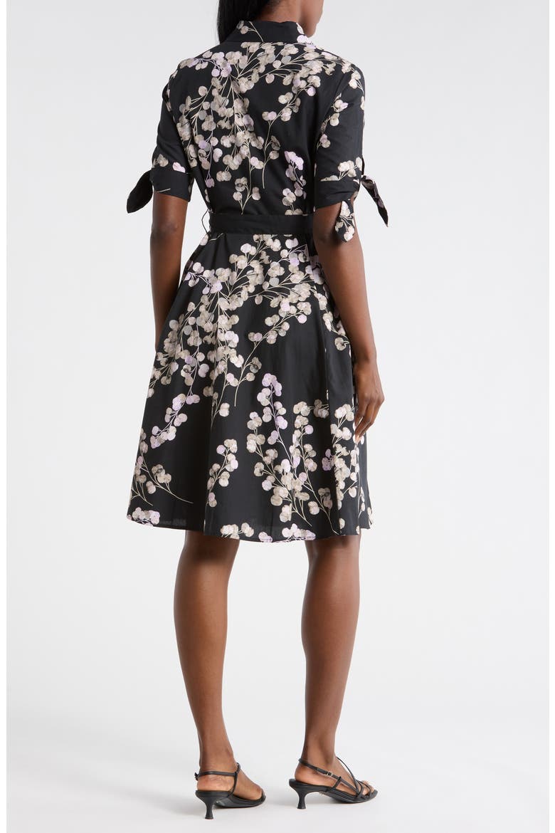 cotton on black floral dress Floral Short Sleeve Tie Cotton Shirtdress (Women)