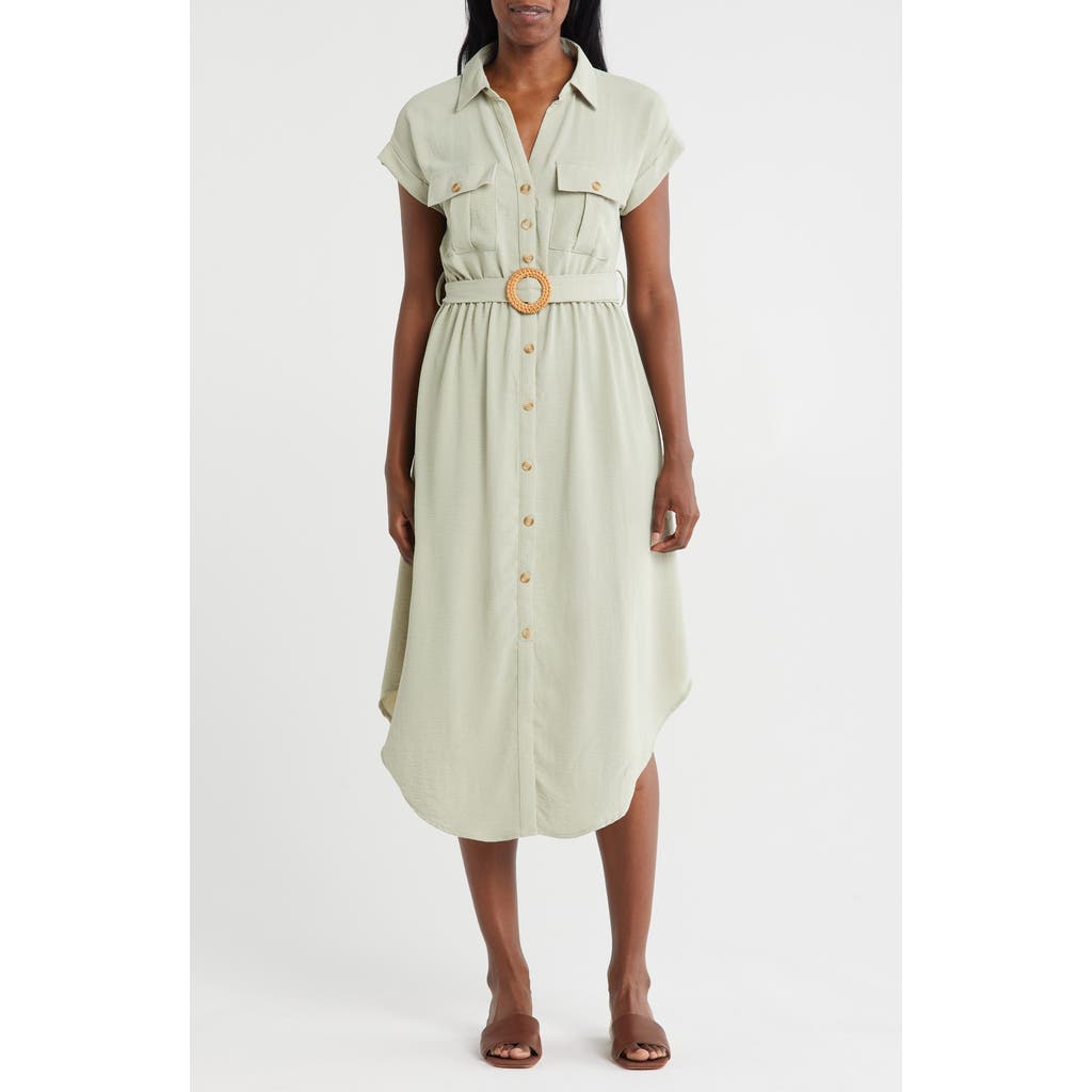 Zoe And Claire Belted Short Sleeve Shirtdress