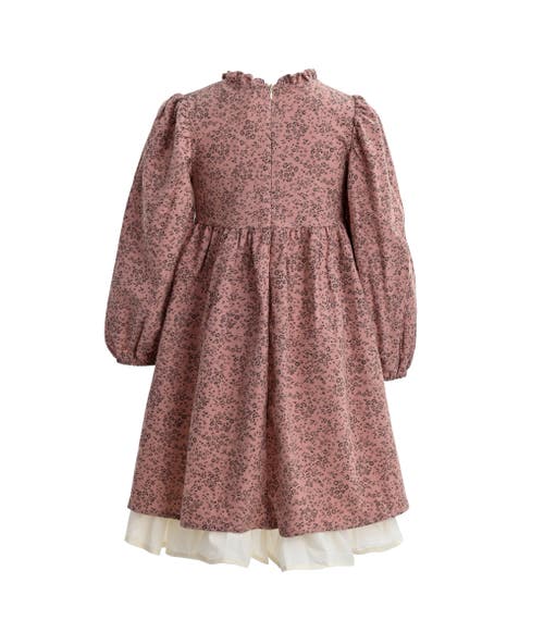 Sweet Cactus Floral Layered Dress In Pink