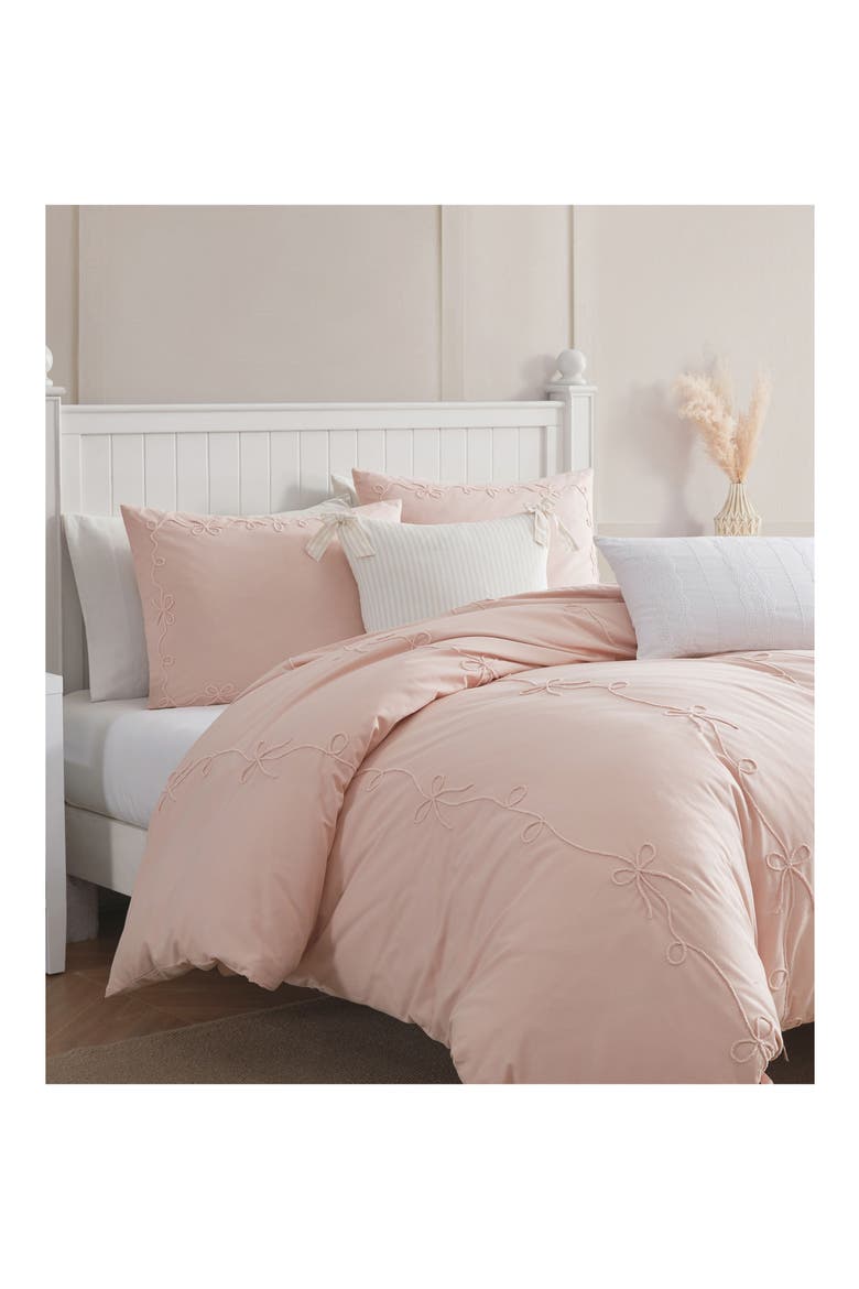 Sasha Bows Comforter & Sham Set, Alternate, color, BLUSH
