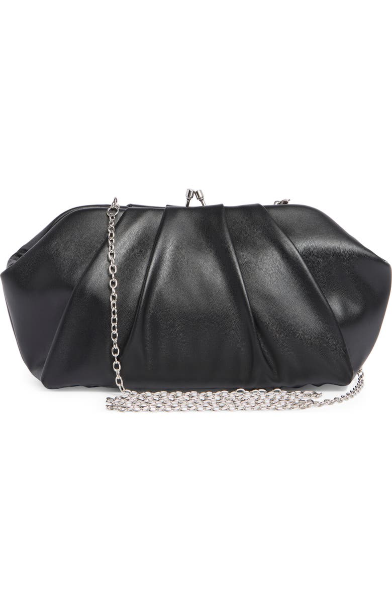 BCBG Pleated Frame Clutch, Alternate, color, Black