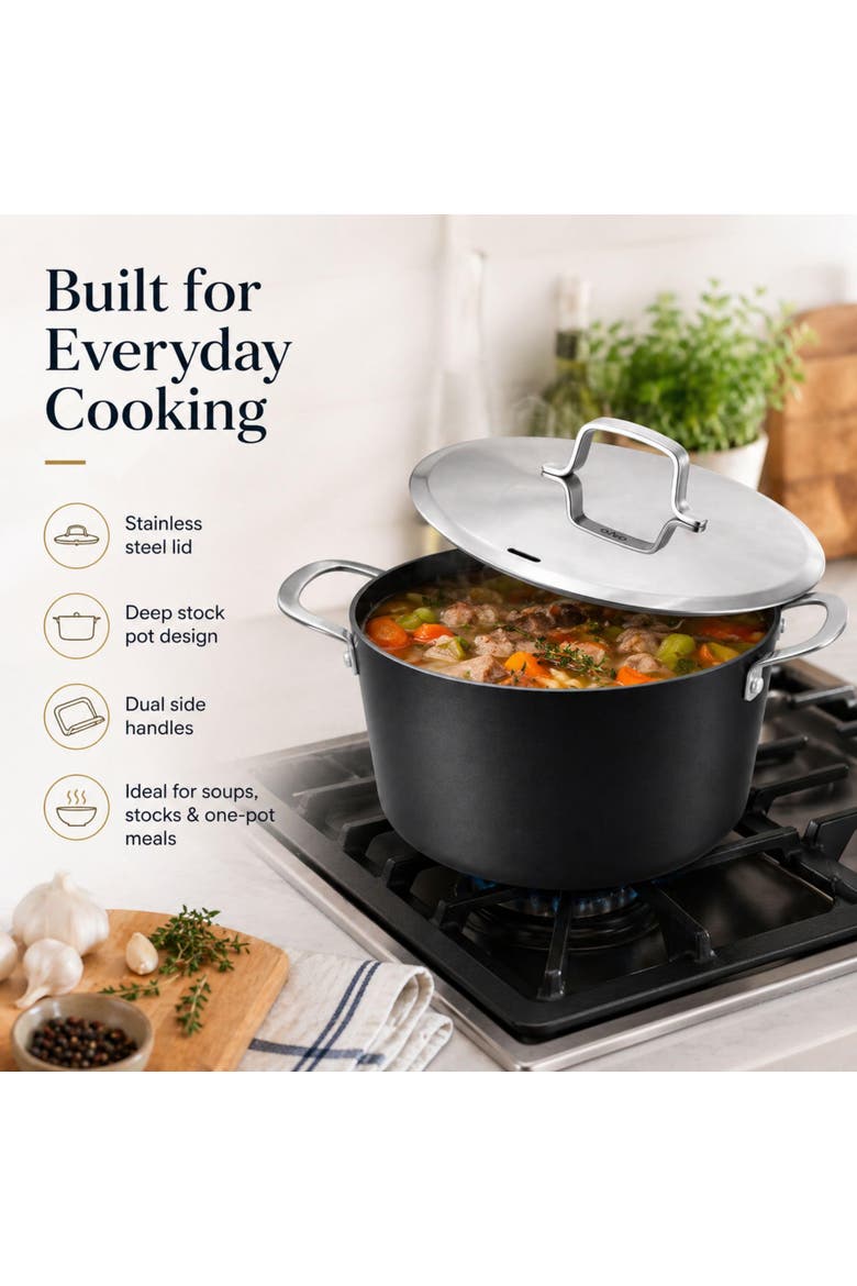Maestro Ceramic Nonstick Stock Pot with Lid, 4.5-Qt., Alternate, color, Black