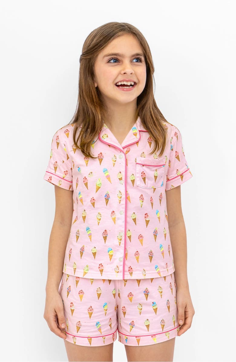 Preppy Goose Ice Cream Print Short Sleeve Jersey PJ, Alternate, color, Pink Multi