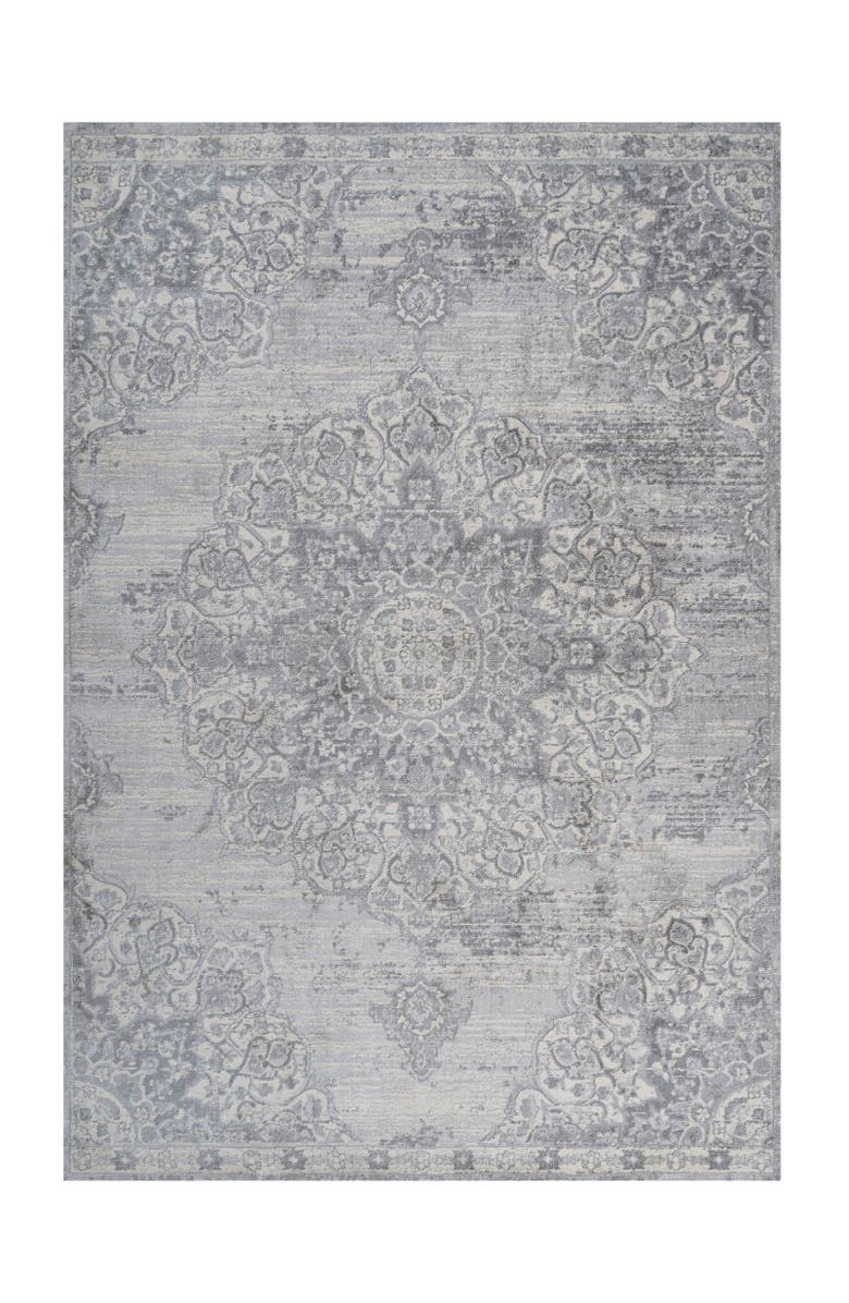 JONATHAN Y Modern Persian Vintage Moroccan Medallion Area Rug, Alternate, color, Light Gray