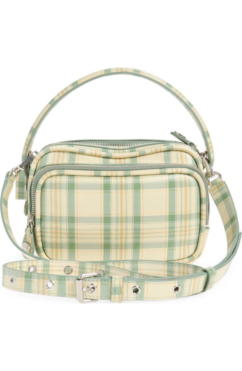 Acne Studios Camero Kit Check Crossbody Bag, Alternate, color, Green/ Orange