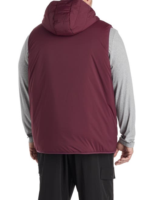 Society Of One By Dxl Big & Tall Hooded Puffer Vest In Burgundy