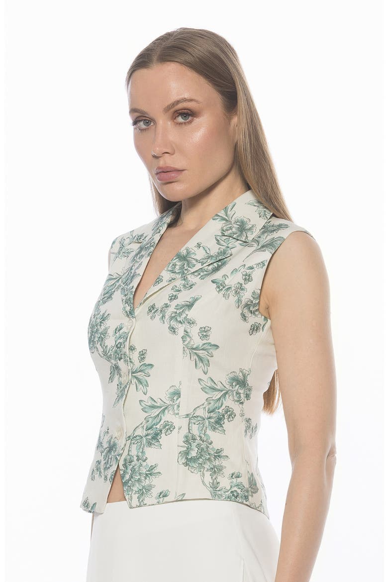 Luisa Cotton & Linen Vest, Alternate, color, SAGE FLORAL