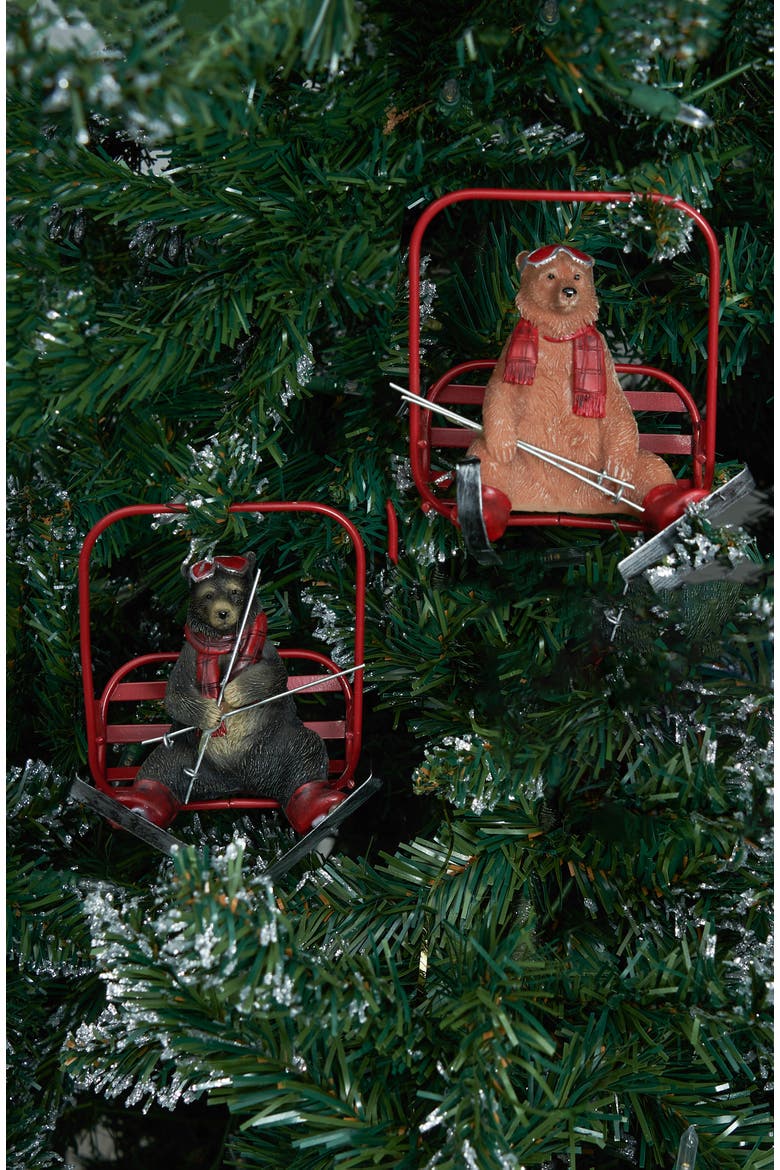 Bear Ski Lift Ornaments, A/2, Alternate, color, brown