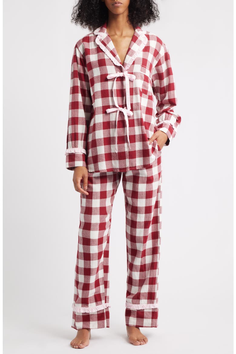 Antonella Gingham Organic Cotton Pajamas, Main, color, PINK
