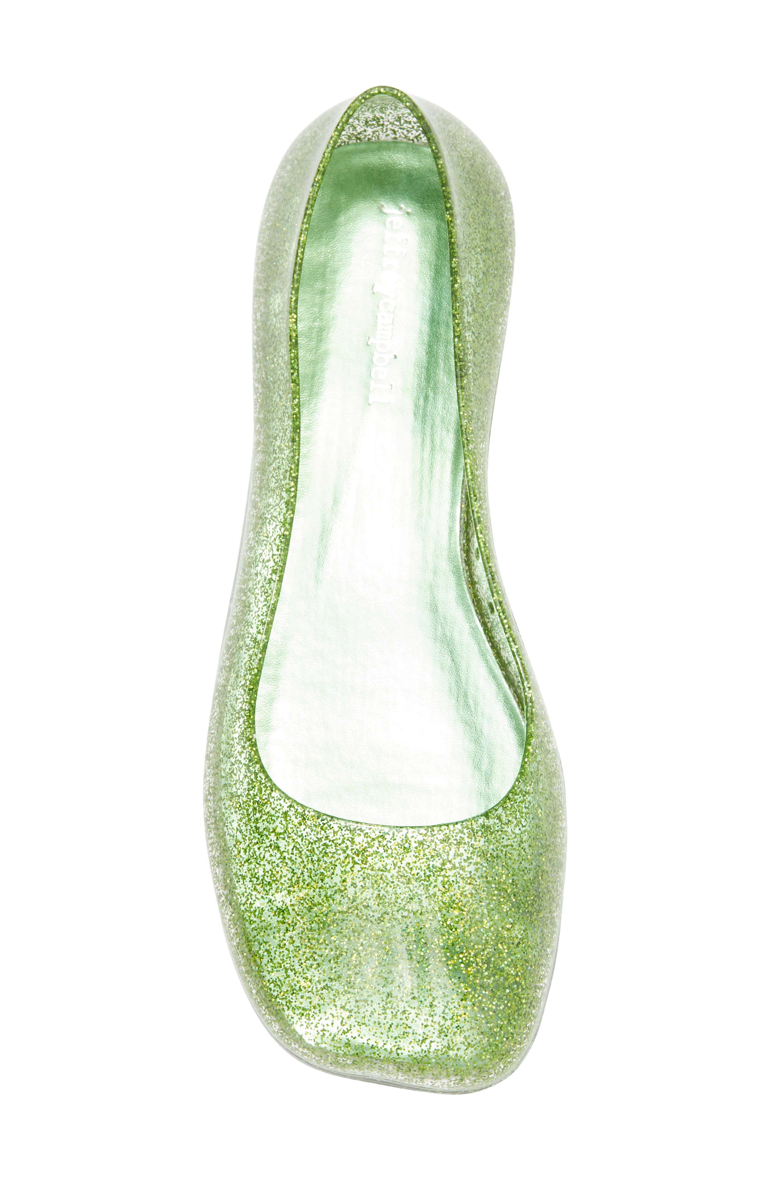 Balanced Clear Flat, Alternate, color, GREEN GLITTER