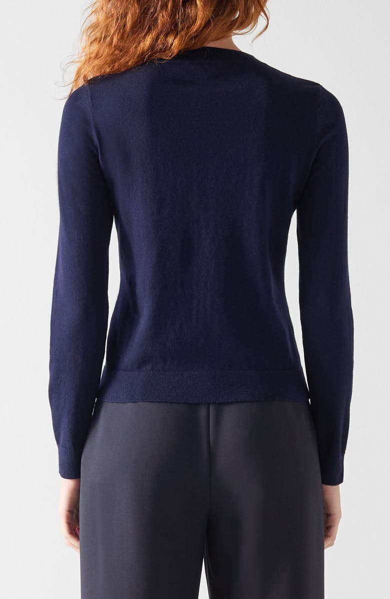 LK Bennett Aletta Colorblock Cotton & Merino Wool Twist Neck Sweater, Alternate, color, Blue