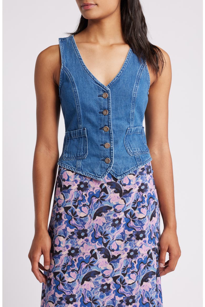 Daisy Denim Vest, Main, color, MEDIUM WASH
