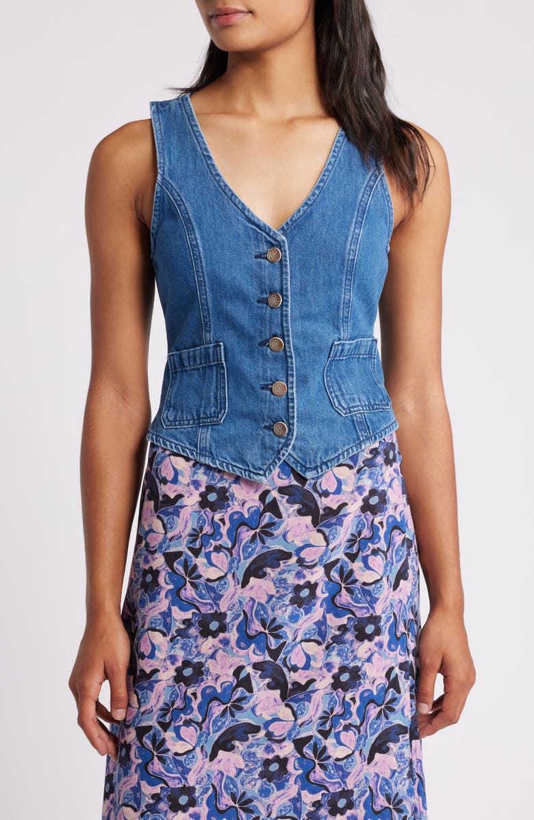 Marine Layer Daisy Denim Vest, Main, color, 