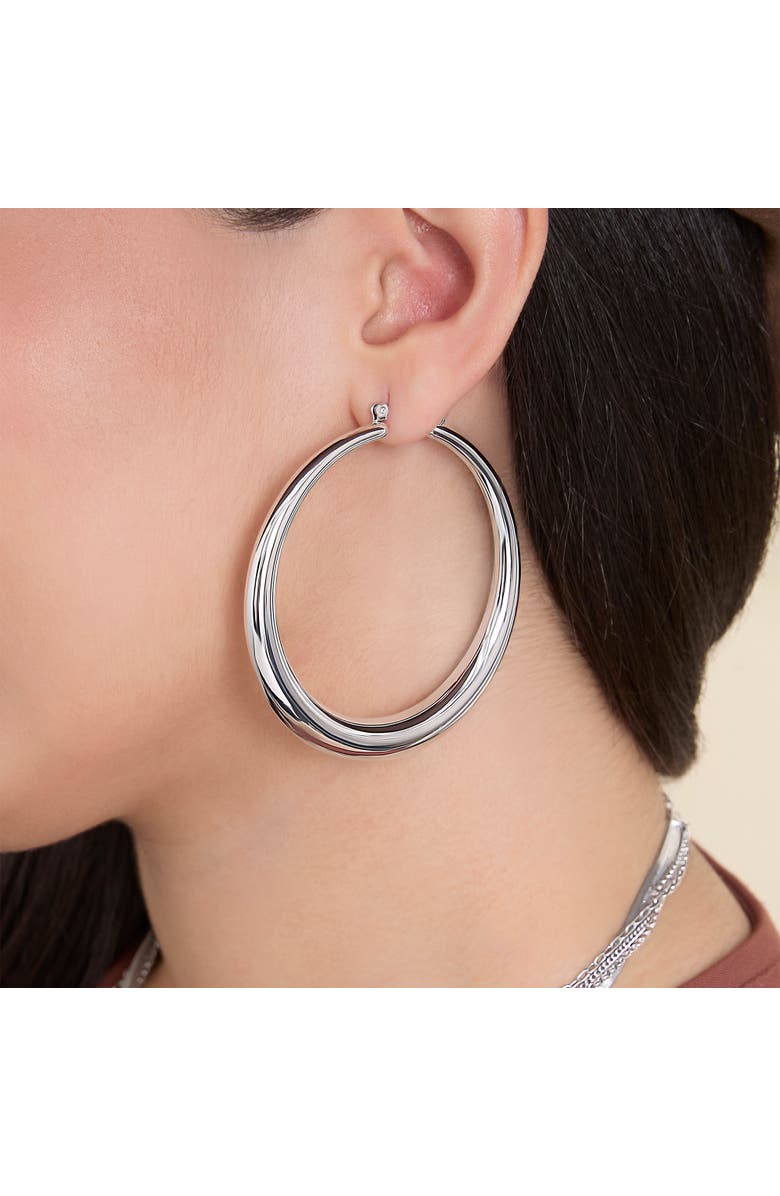 Jessica Simpson High Shine Silver Hoop Earrings, Alternate, color, 