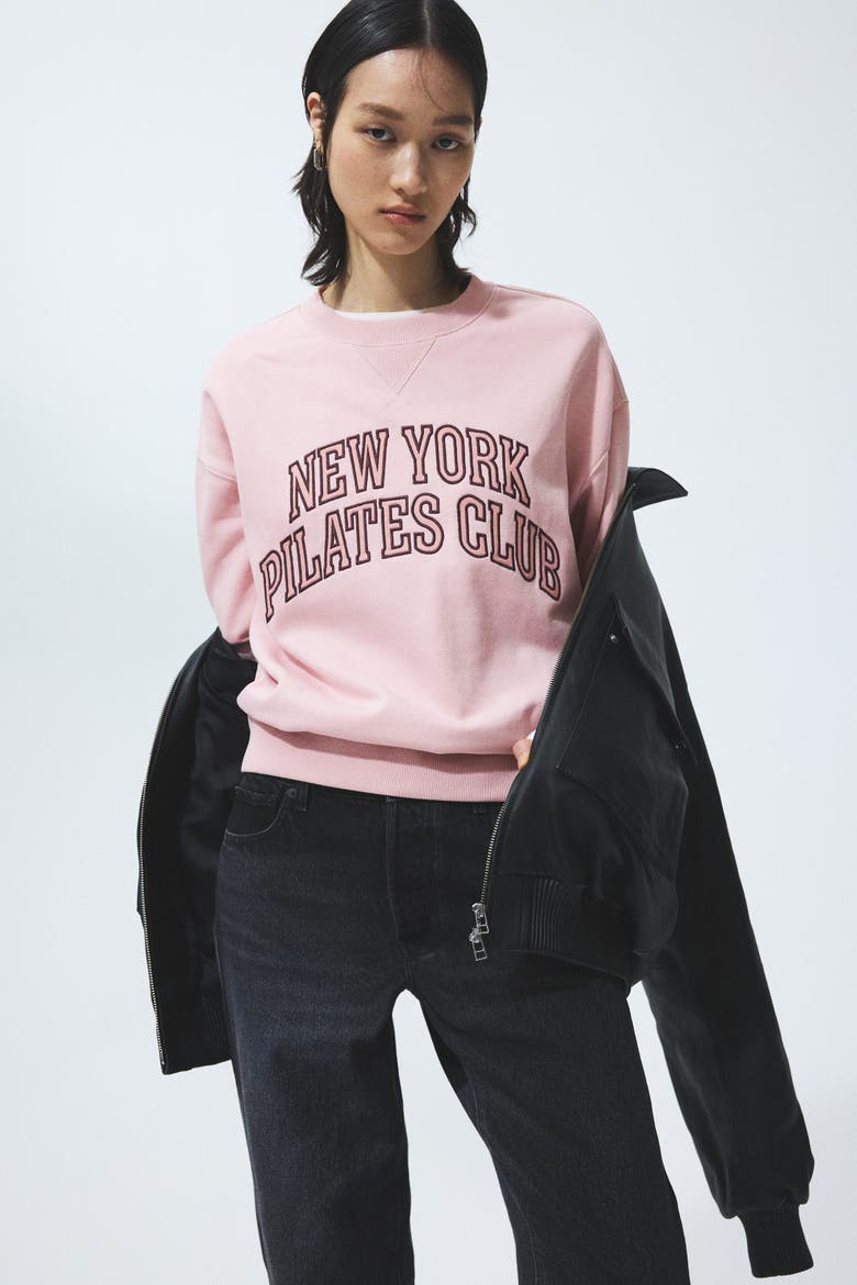 Motif-detail Sweatshirt, Alternate, color, Light pink/Pilates