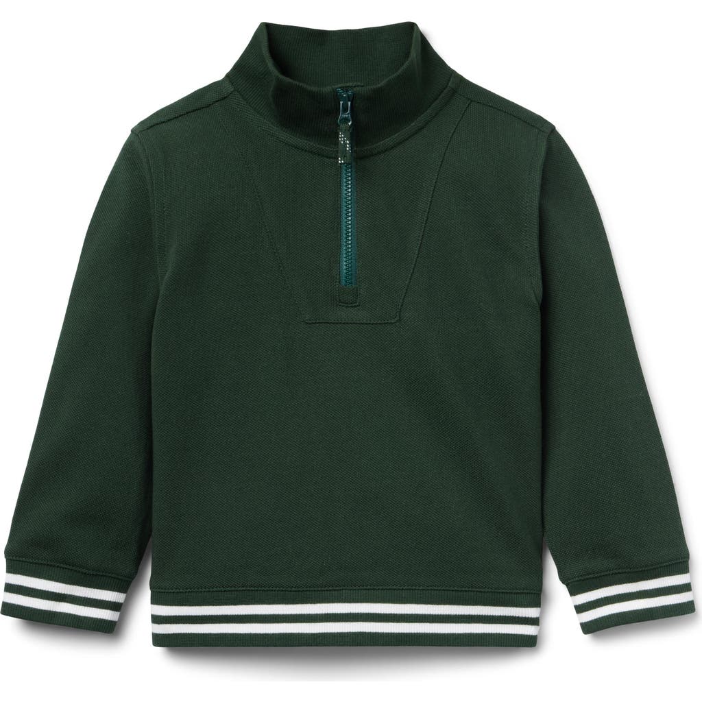 Janie And Jack Pique Half Zip Sweatshirt In Green