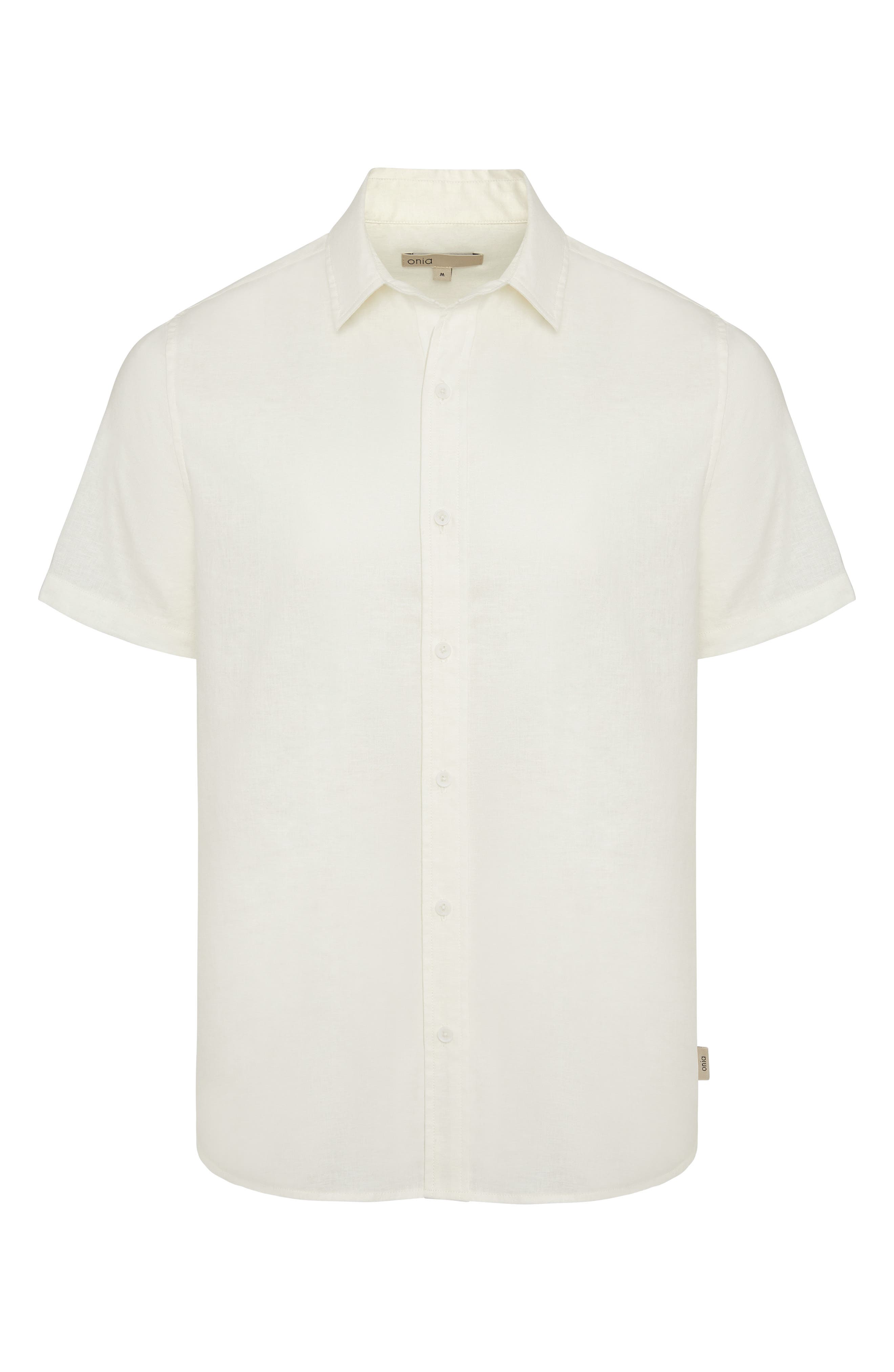 Onia Short Sleeve Stretch Linen Blend Button-Up Shirt