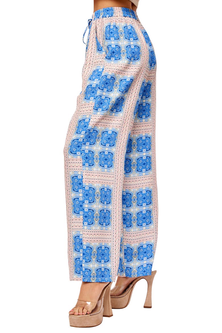 Coraline Printed Wide Leg Pajama Pants, Alternate, color, BLUE
