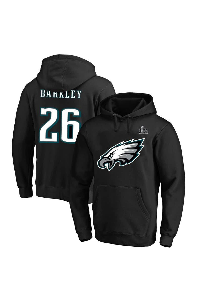 FANATICS Men's Fanatics Saquon Barkley Black Philadelphia Eagles Super Bowl LIX Big & Tall Name & Number Pullover Hoodie, Main, color, 