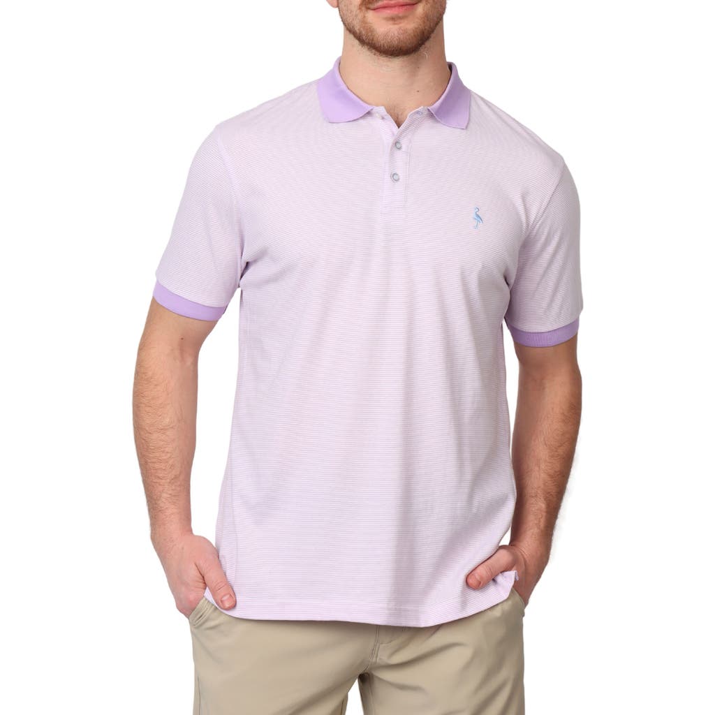 Shop Tailorbyrd Super Soft Stripe Yarn Dye Polo In Lilac