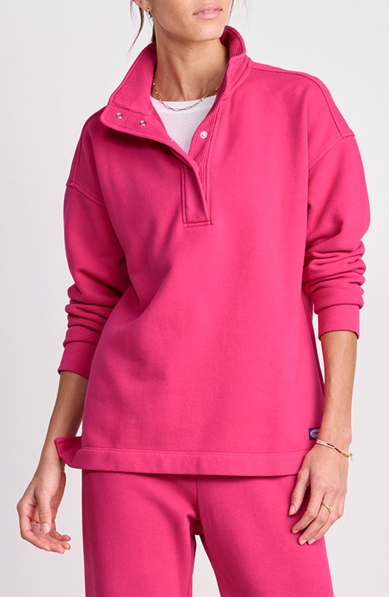 vineyard vines Waffle Mix Half Snap Cotton Pullover, Main, color, Charm Pink