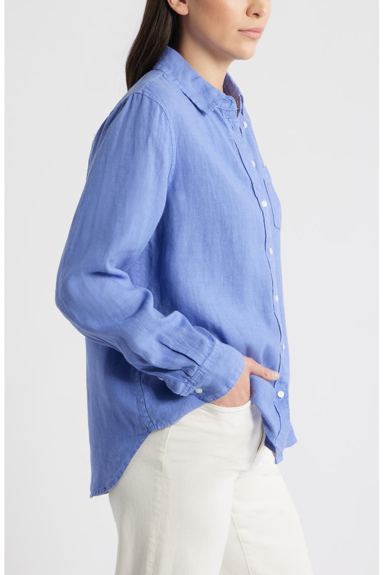 Casual Linen Button-Up Shirt, Alternate, color, BLUE DENIM