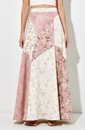 Modenaire Patchwork Floral Chevron Panel Maxi Skirt