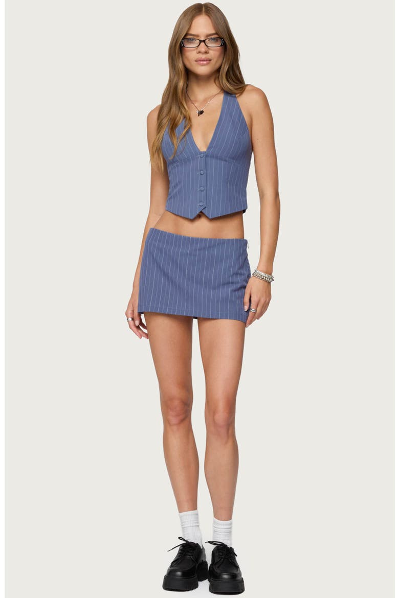 Frankey Pinstripe Low Rise Miniskort, Alternate, color, BLUE