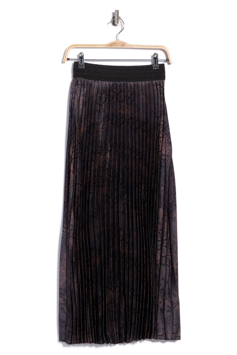Pleated Maxi Skirt, Main, color, CHOCOLATE SNAKE