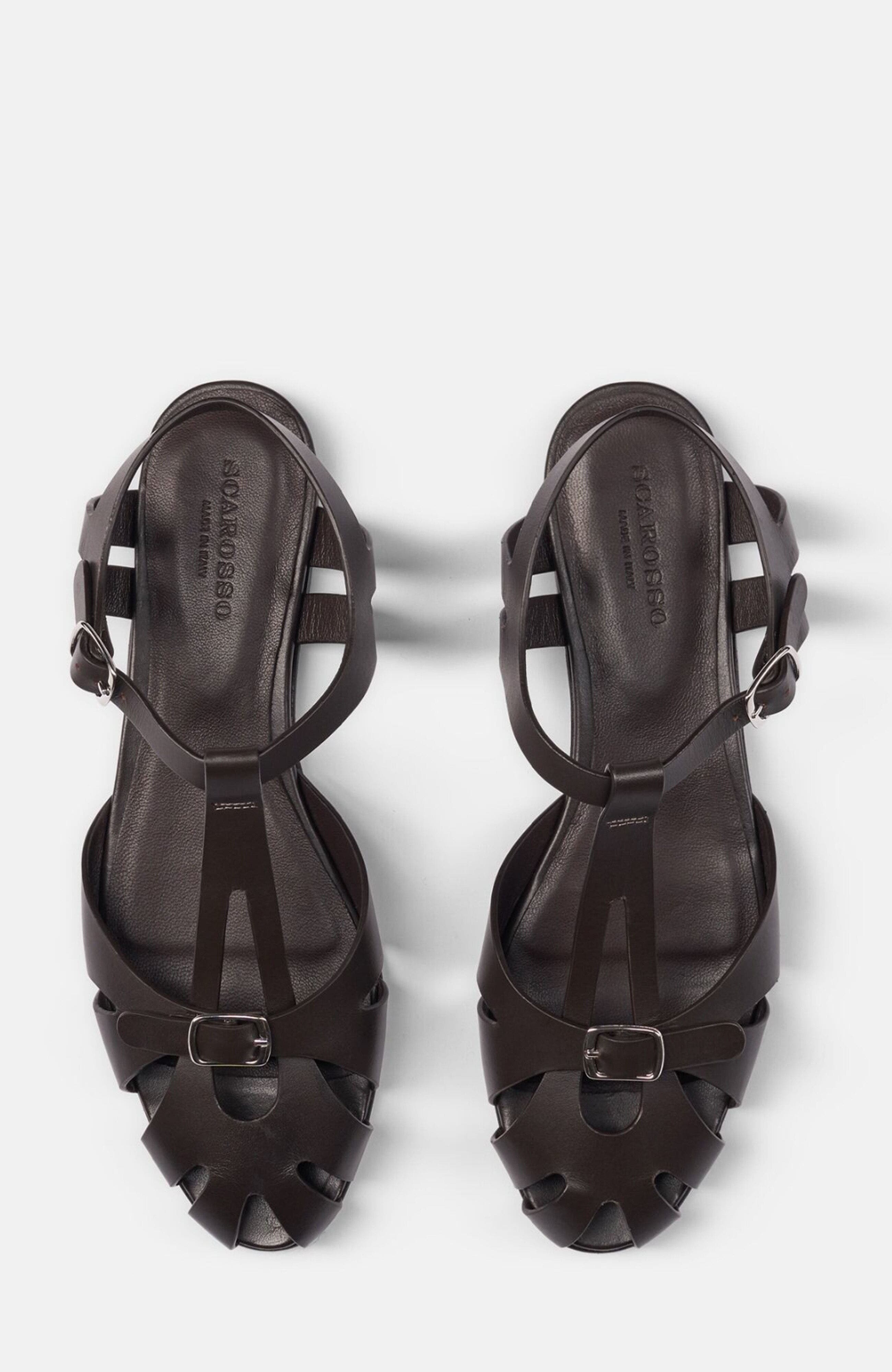 SCAROSSO Gala Sandals, Alternate, color, Dark Brown - Calf
