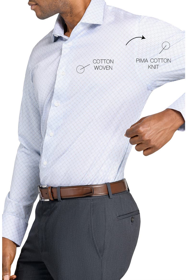 Cross Geo Print Reworked Dress Shirt, Alternate, color, WHITE/ BLUE