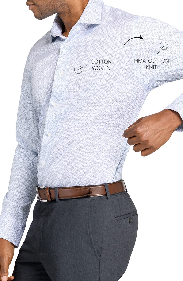 W.R.K Cross Geo Print Reworked Dress Shirt, Alternate, color, White/ Blue