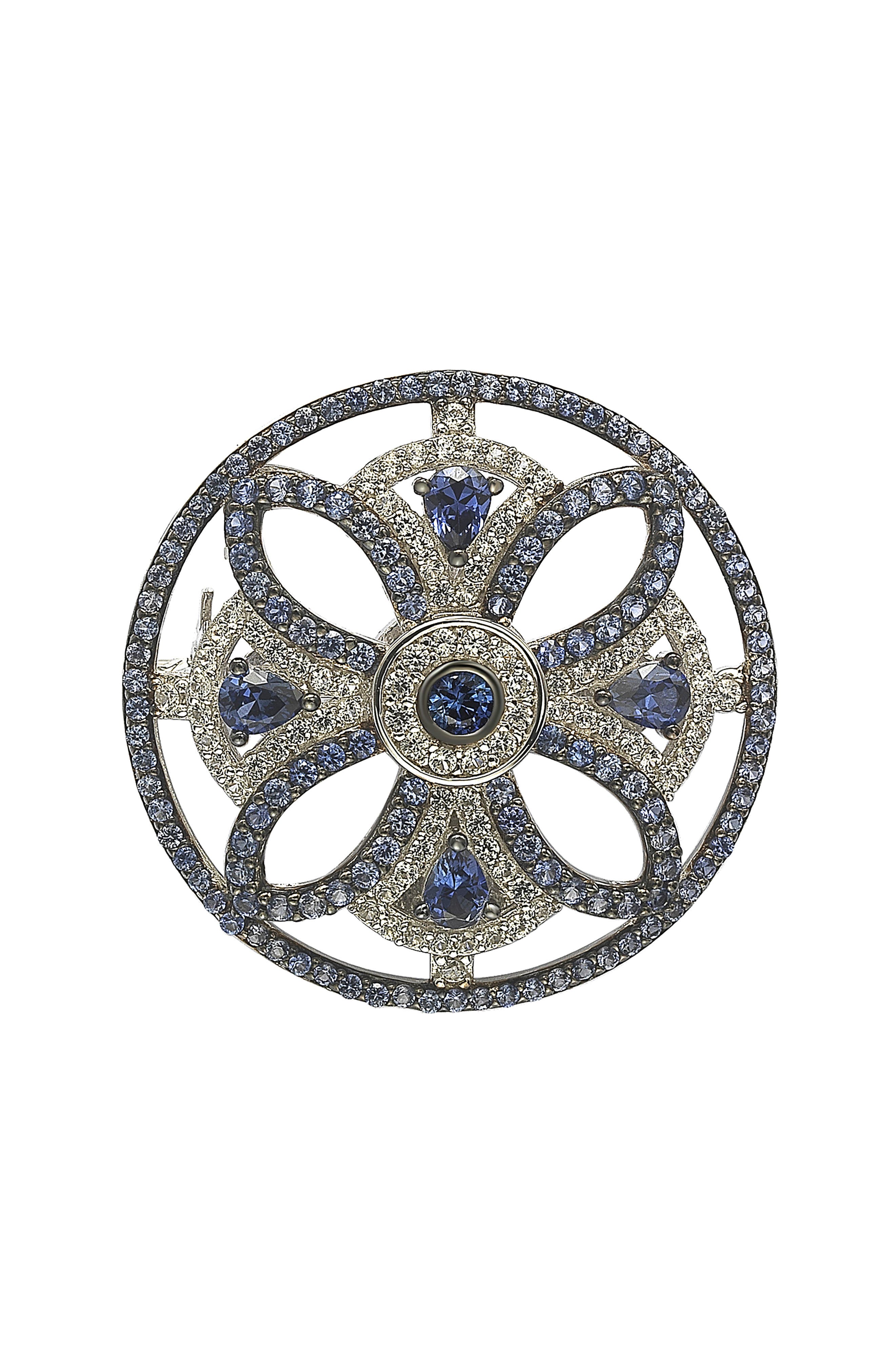 SUZY LEVIAN Sterling Silver Sapphire & White Sapphire Circle Medieval ...