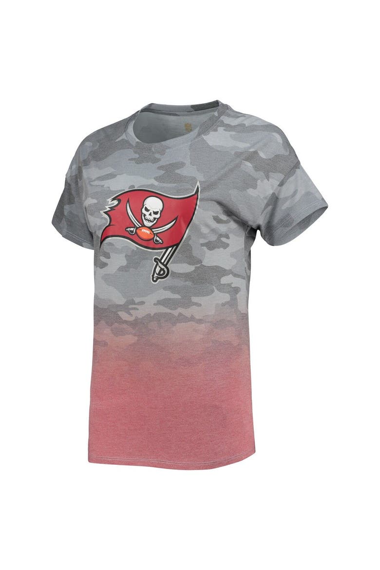 Juniors Gray/Red Tampa Bay Buccaneers Beth Camo Dip-Dye T-Shirt, Alternate, color, Gray
