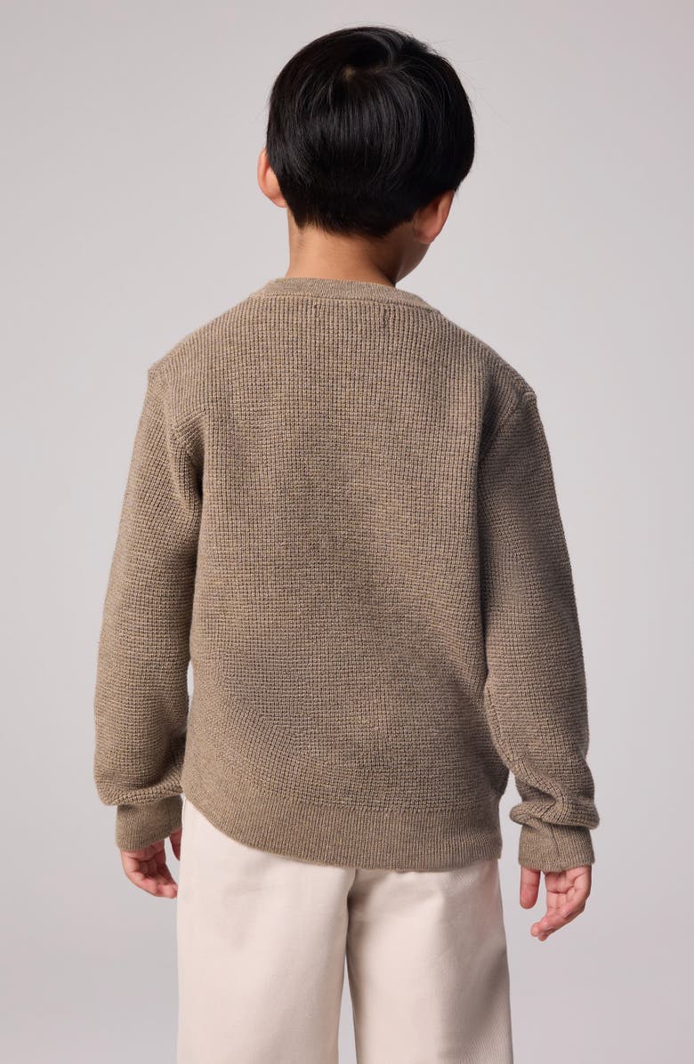 smALLSAINTS by ALLSAINTS Kids' Ramskull Embroidered Waffle Stitch Crewneck Sweater, Alternate, color, 