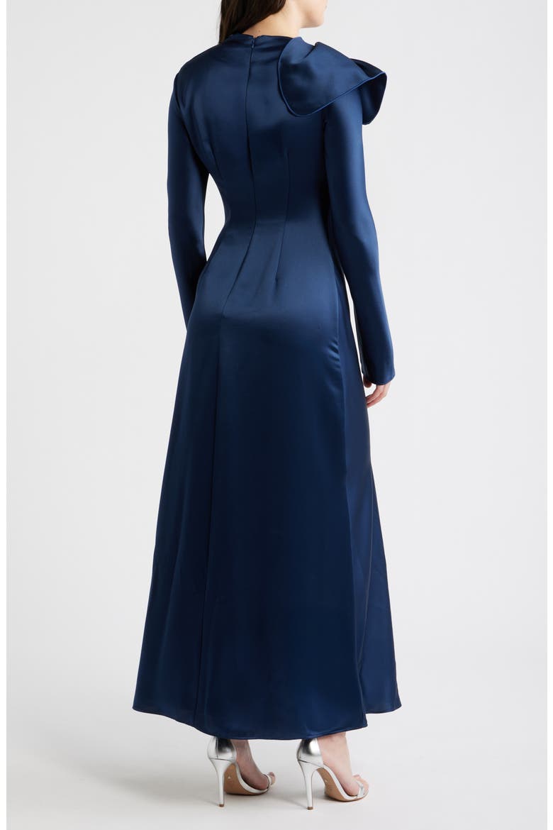 Ramwark Long Sleeve Satin Gown, Alternate, color, SAPPHIRE