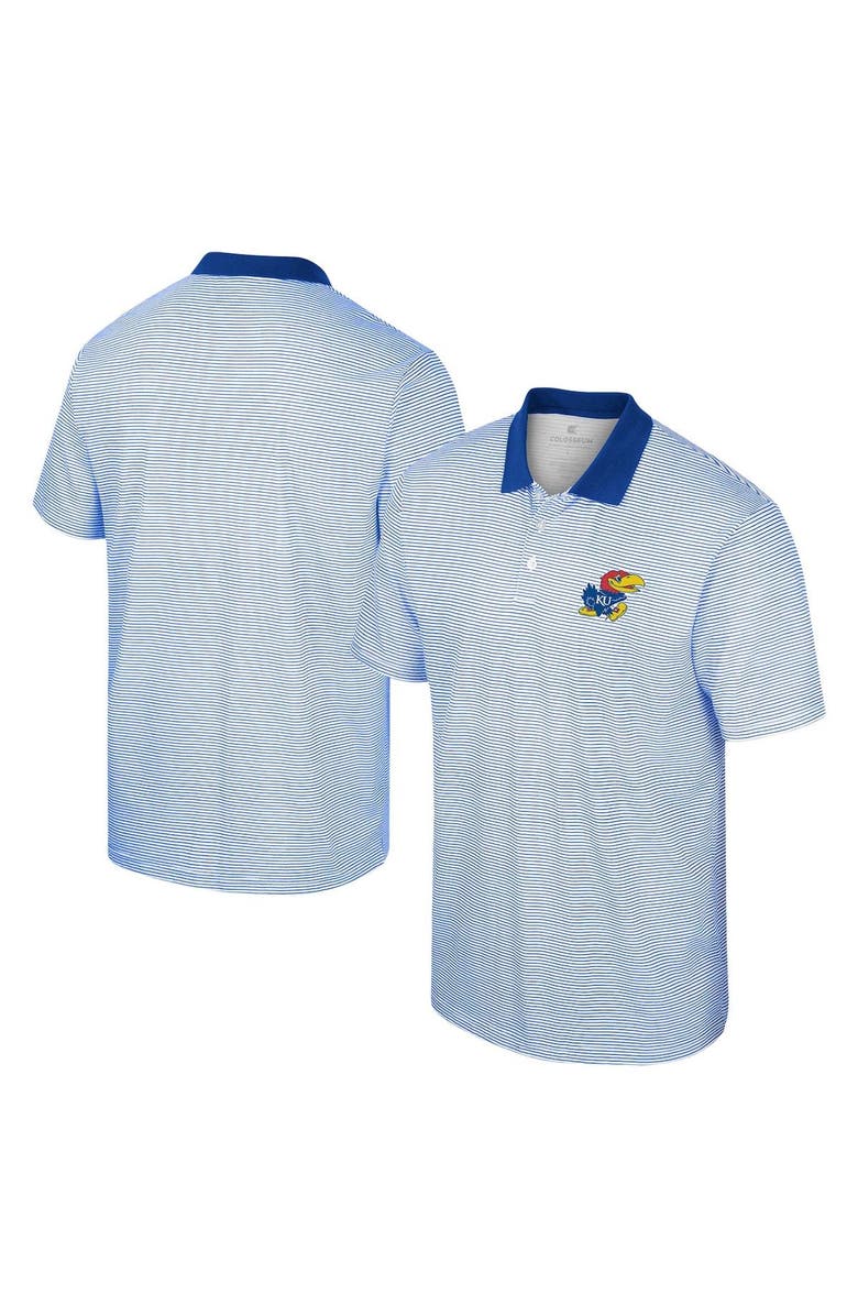 COLOSSEUM Men's Colosseum White/Royal Kansas Jayhawks Print Stripe Polo, Alternate, color, 