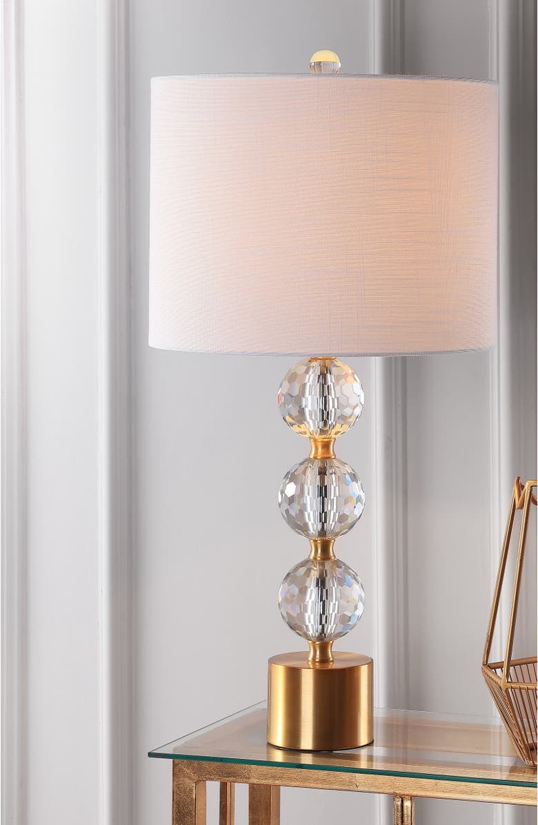 JONATHAN Y Ashley 25.25" Crystal LED Table Lamp, Clear/Brass, Alternate, color,