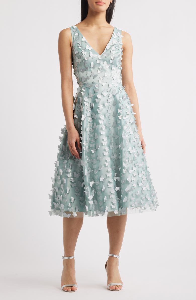 Eliza J Butterfly Appliquè Sleeveless Fit & Flare Midi Dress, Main, color, 