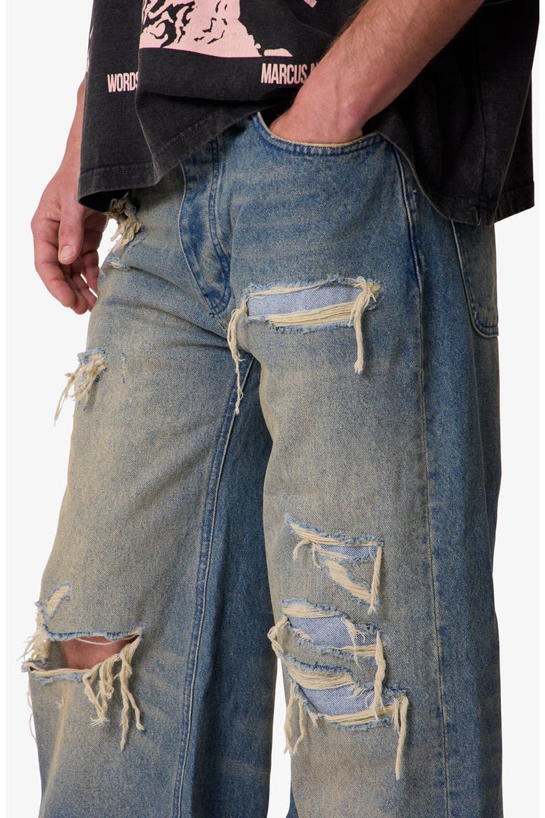 Ultra Wide Distressed Jeans, Alternate, color, BLUE