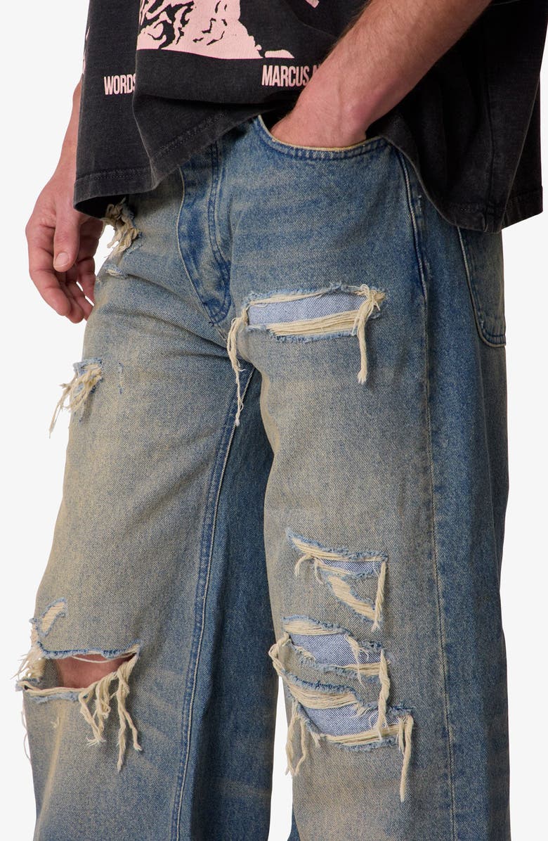mnml Ultra Wide Distressed Jeans, Alternate, color, Blue