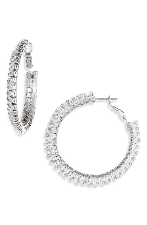 Baguette CZ Hoop Earrings