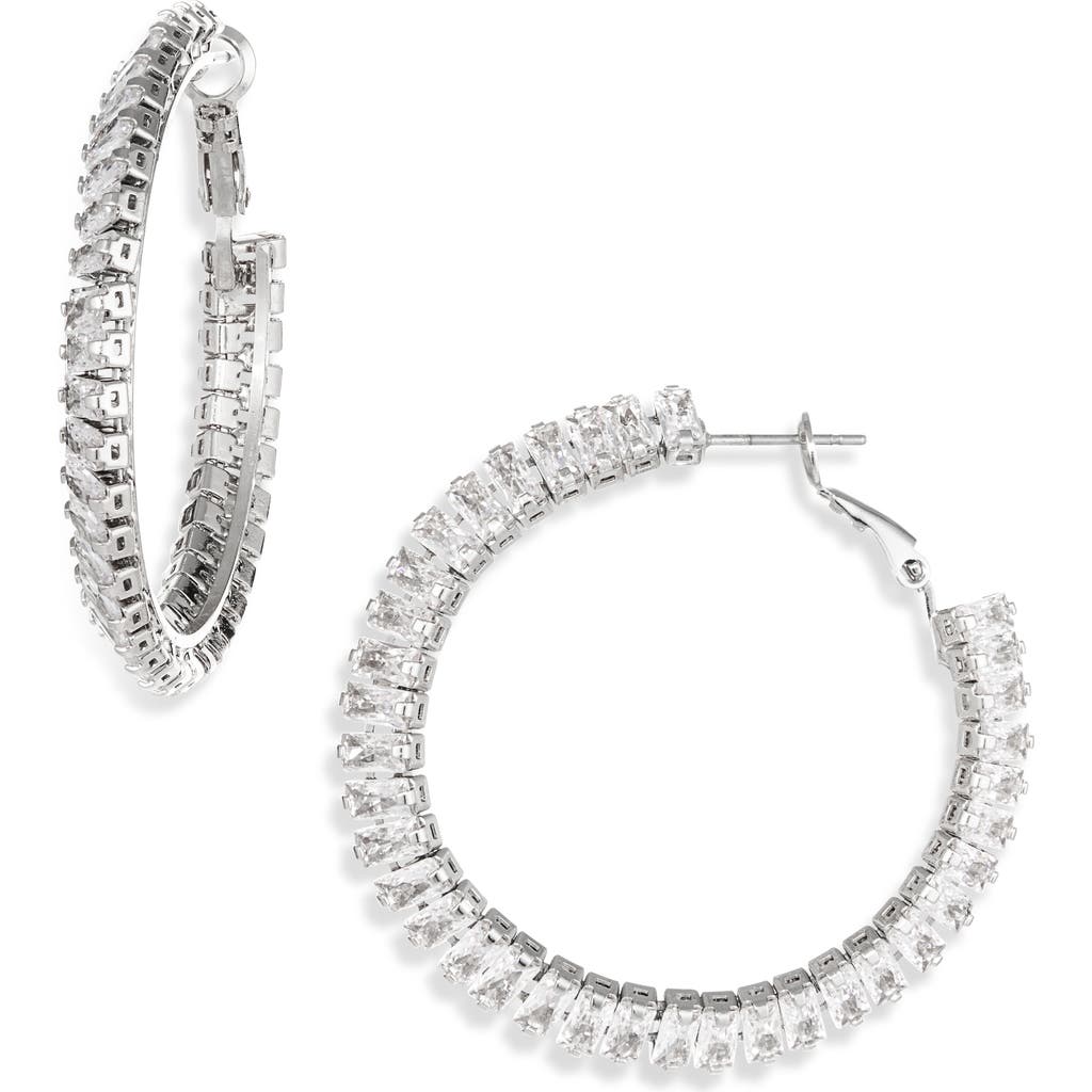 Tasha Baguette Cz Hoop Earrings In Metallic