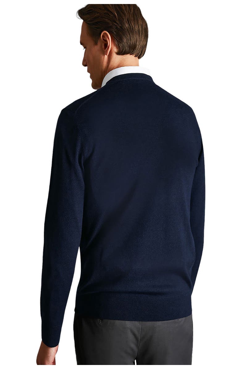 Charles Tyrwhitt Pure Merino V Neck Sweater, Alternate, color, Navy