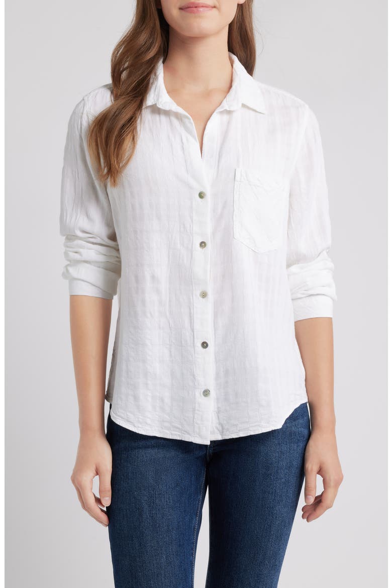 Long Sleeve Button-Up Shirt, Main, color, WHITE